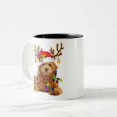 Goldendole kerstpas render kerstmis tweekleurige koffiemok (Voorkant links)