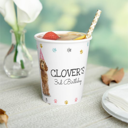 Goldendole laat Pawty Birthday Party Paper Cups Papieren Bekers (Insitu)