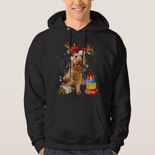 Goldendole Reindeer kerstlampjes Funny Dog X Hoodie (Voorkant)
