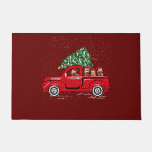Goldendole Riding Red Truck Santa Kerstpaja Deurmat