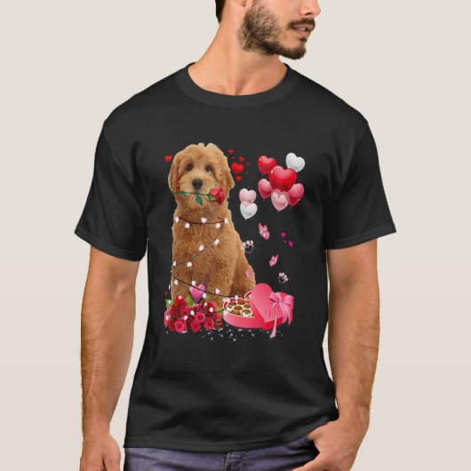 Goldendole Roos Heart Happy Valentine Day Dog Mo T-shirt (Voorkant)
