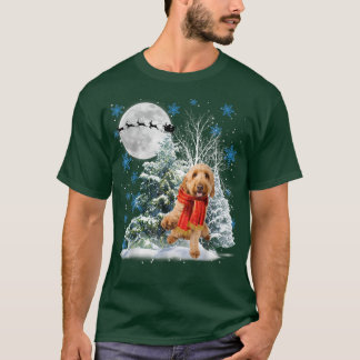 Goldendole under Moonlight Snow Kerstmis Pajama T-shirt