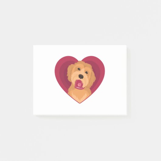 Goldendole Valentijn Heart Golden Doodle Dog Post-it® Notes (Voorkant)