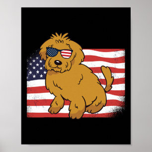 Goldendoodle Amerikaanse Vlag 4 juli VS Grappige H Poster