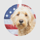 Goldendoodle avec drapeau américain (dos)