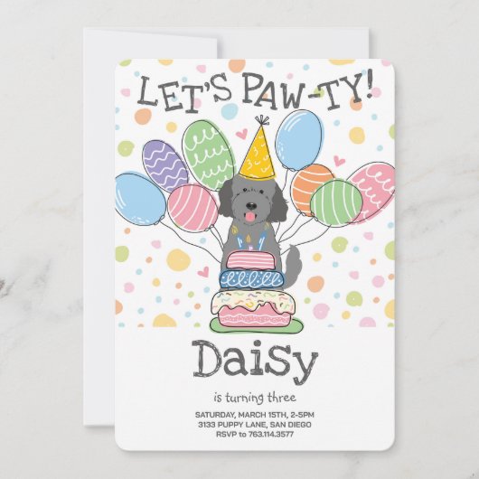 Goldendoodle Chien Anniversaire Fête Invitation (Devant)