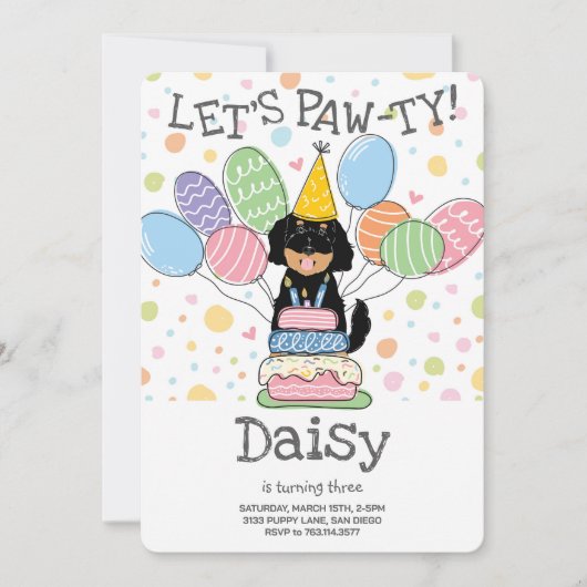 Goldendoodle Chien Anniversaire Fête Invitation (Devant)