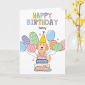 Goldendoodle Chien Bonne Carte d'Anniversaire (Fleur jaune)