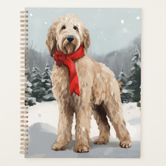 Goldendoodle Chien dans Noël de neige (Devant)