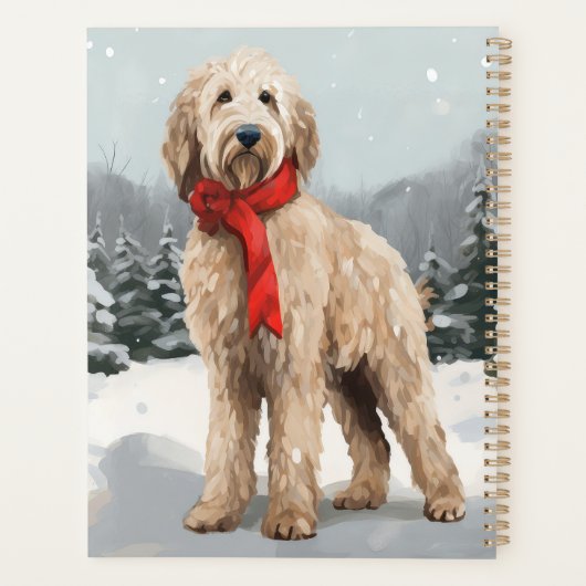 Goldendoodle Chien dans Noël de neige (Dos)