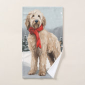 Goldendoodle Chien dans Noël de neige (Serviette à main)