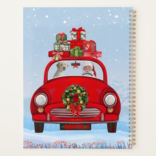 Goldendoodle Chien En Voiture Avec Le Père Noël (Dos)