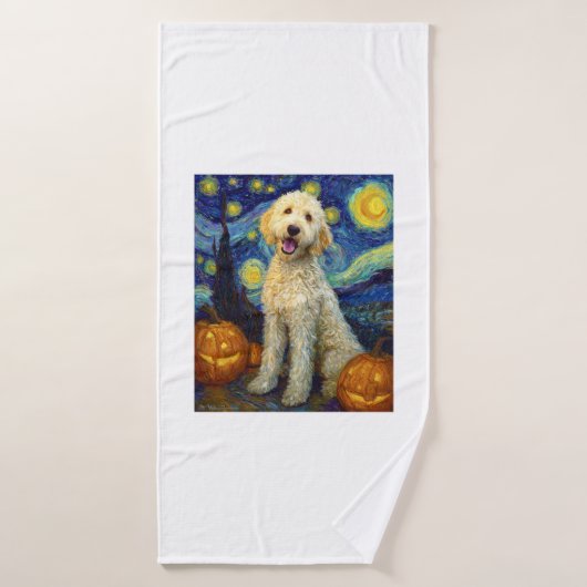 Goldendoodle Chien Mignon Halloween Jack O Lantern (Serviette de bain)