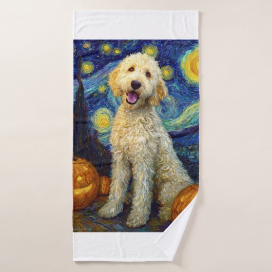 Goldendoodle Chien Mignon Halloween Jack O Lantern (Serviette de bain)