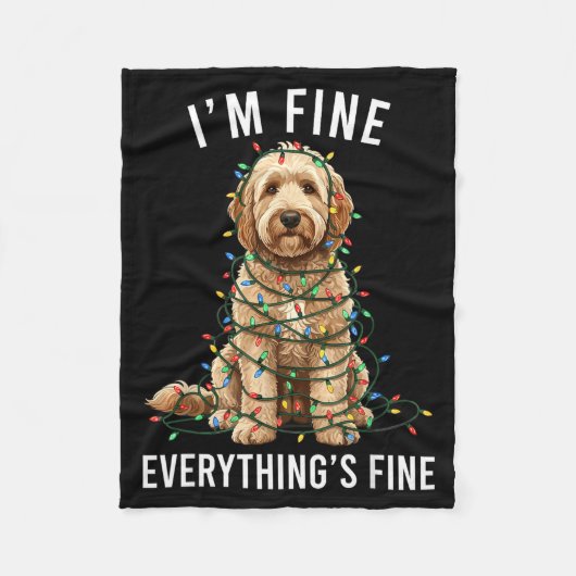 Goldendoodle Christmas I'm Fine Everything Is Fine Fleece Deken (Voorkant)