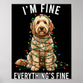 Goldendoodle Christmas I'm Fine Everything Is Fine Poster (Voorkant)