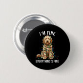 Goldendoodle Christmas I'm Fine Everything Is Fine Ronde Button 5,7 Cm (Voorkant /achterkant)