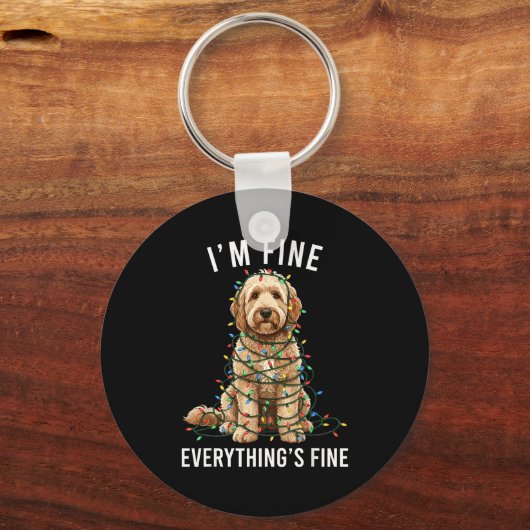 Goldendoodle Christmas I'm Fine Everything Is Fine Sleutelhanger (Voorkant)