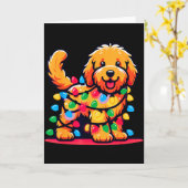 Goldendoodle Christmas Tree Xmas Lights Golden Doo Kaart (Gele Bloem)