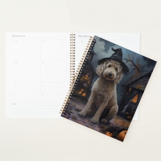 Goldendoodle Citrouilles Halloween Effrayant (Devant avec enveloppe)