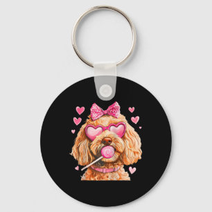 Goldendoodle Coquette Bow Valentijnsdag Raglan Bys Sleutelhanger
