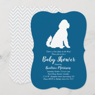 Goldendoodle Dog Baby shower Blue Boy Kaart