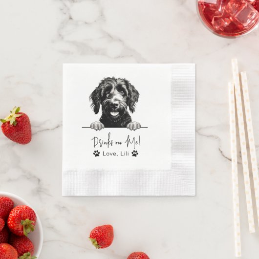 Goldendoodle Dog gepersonaliseerde Drinken op mij Servet (Insitu)