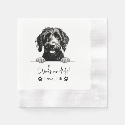 Goldendoodle Dog gepersonaliseerde Drinken op mij Servet (Voorkant)