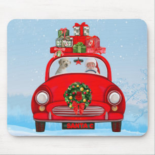 Goldendoodle Dog in auto met kerstman Muismat