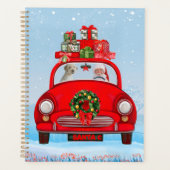 Goldendoodle Dog in auto met kerstman Planner (Voorkant)