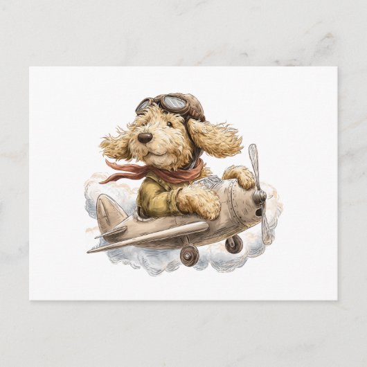 Goldendoodle Dog Pilot Airplane Briefkaart (Voorkant)