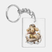 Goldendoodle Dog Pilot Airplane Sleutelhanger (Voorkant Links)