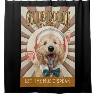 Goldendoodle Dog Record Company Canvas Douchegordijn