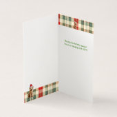 Goldendoodle Dog Red en Green Plaid Holiday Kaart (Binnen)