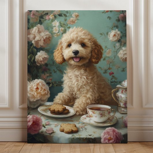 Goldendoodle Dog  Tea Canvas Afdruk