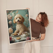 Goldendoodle Dog  Tea Canvas Afdruk