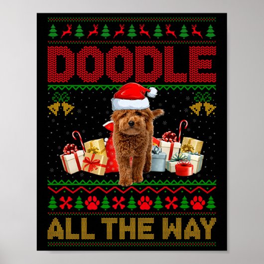 Goldendoodle Dog Ugly Christmas Sweaters Pet Dog L Poster (Voorkant)