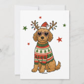 Goldendoodle Dog Ugly Sweater Christmas Feestdagenkaart (Achterkant)