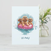 Goldendoodle Dogs Summer Pineapple Pool Float Kaart (Staand voorkant)