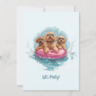 Goldendoodle Dogs Summer Pineapple Pool Float Kaart