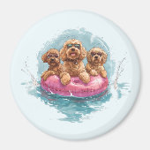 Goldendoodle Dogs Summer Pineapple Pool Float Magneet (Voorkant)