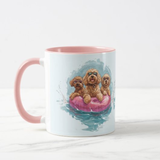 Goldendoodle Dogs Summer Pineapple Pool Float Mok (Links)