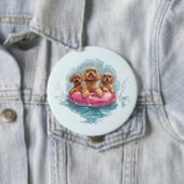 Goldendoodle Dogs Summer Pineapple Pool Float Ronde Button 4,0 Cm (In situ)