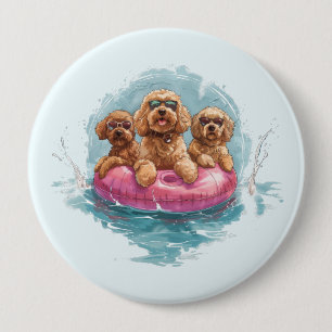 Goldendoodle Dogs Summer Pineapple Pool Float Ronde Button 4,0 Cm