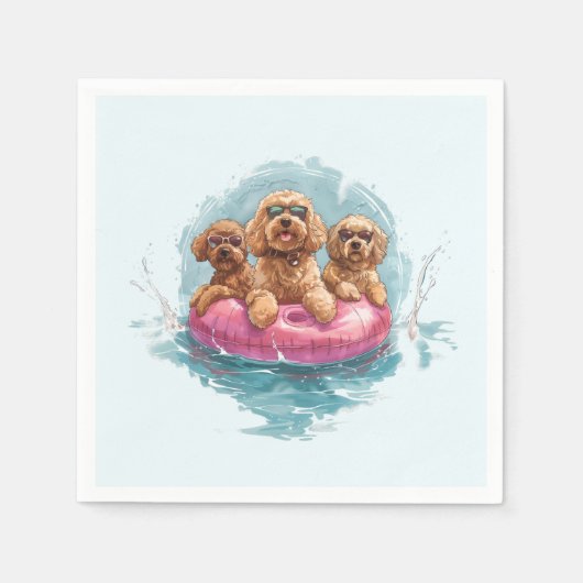 Goldendoodle Dogs Summer Pineapple Pool Float Servet (Voorkant)