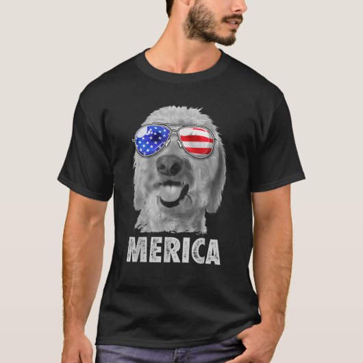 Goldendoodle Doodle 4 juli Merica Mannen Amerika T-shirt (Voorkant)