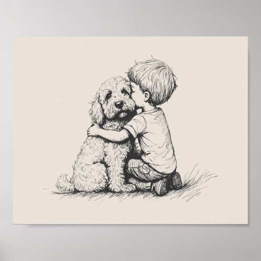 Goldendoodle en jongen poster (Voorkant)