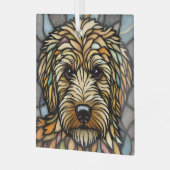 Goldendoodle "Glas in lood" Glas Ornament (Voorkant links)