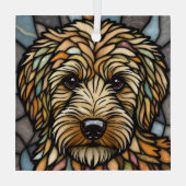 Goldendoodle "Glas in lood" Glas Ornament (Achterkant)