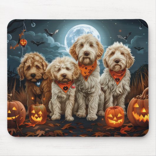 Goldendoodle Halloween Spooky Muismat (Voorkant)